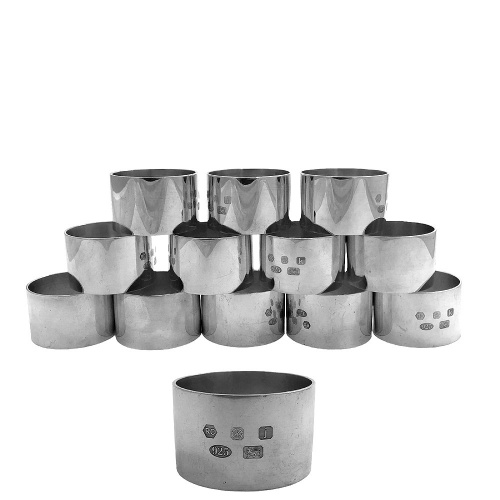 Set of 12 Sterling  Silver Napkin Rings 2009